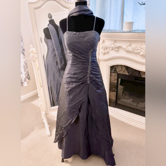Yves Calin Dark Blue Evening/ Prom Dress/ Gown - Picture 1 of 8